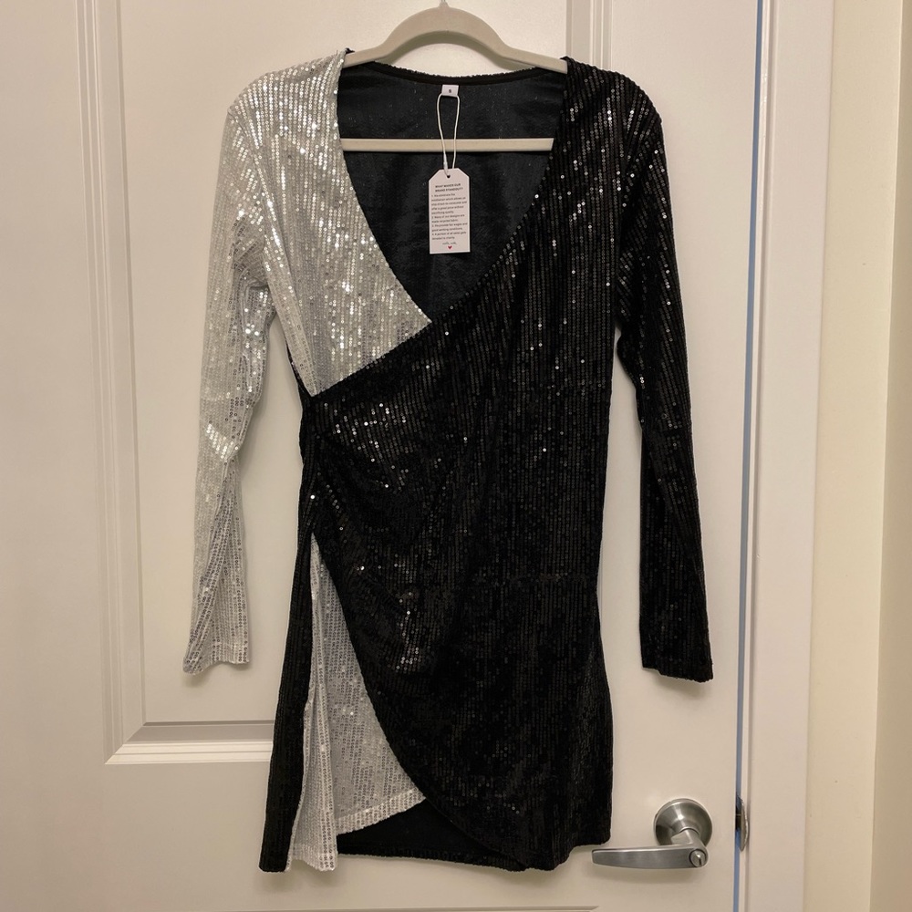 Black & Silver Sequin Dress NWT